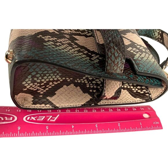 Steve Madden Purse Faux Snakeskin Python Reptile Croco Satchel Crossbody Bag - Picture 10 of 11